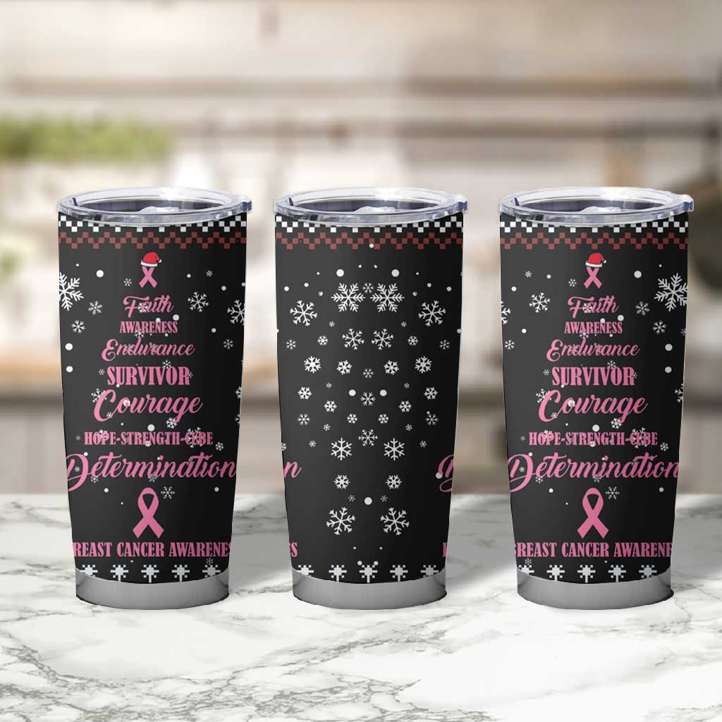Christmas Tree Breast Cancer Afro Tumbler Cup Survivor African DT03