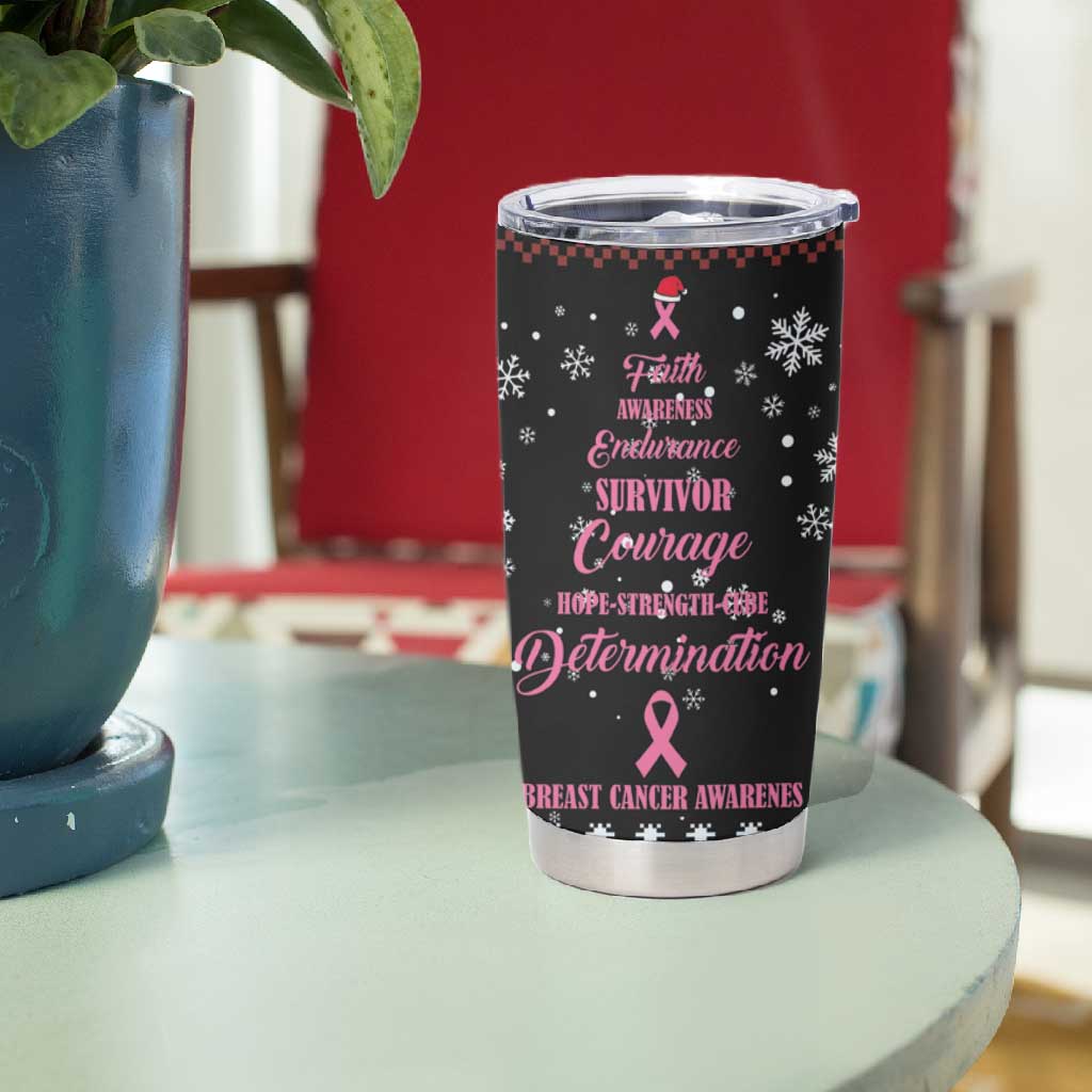 Christmas Tree Breast Cancer Afro Tumbler Cup Survivor African DT03