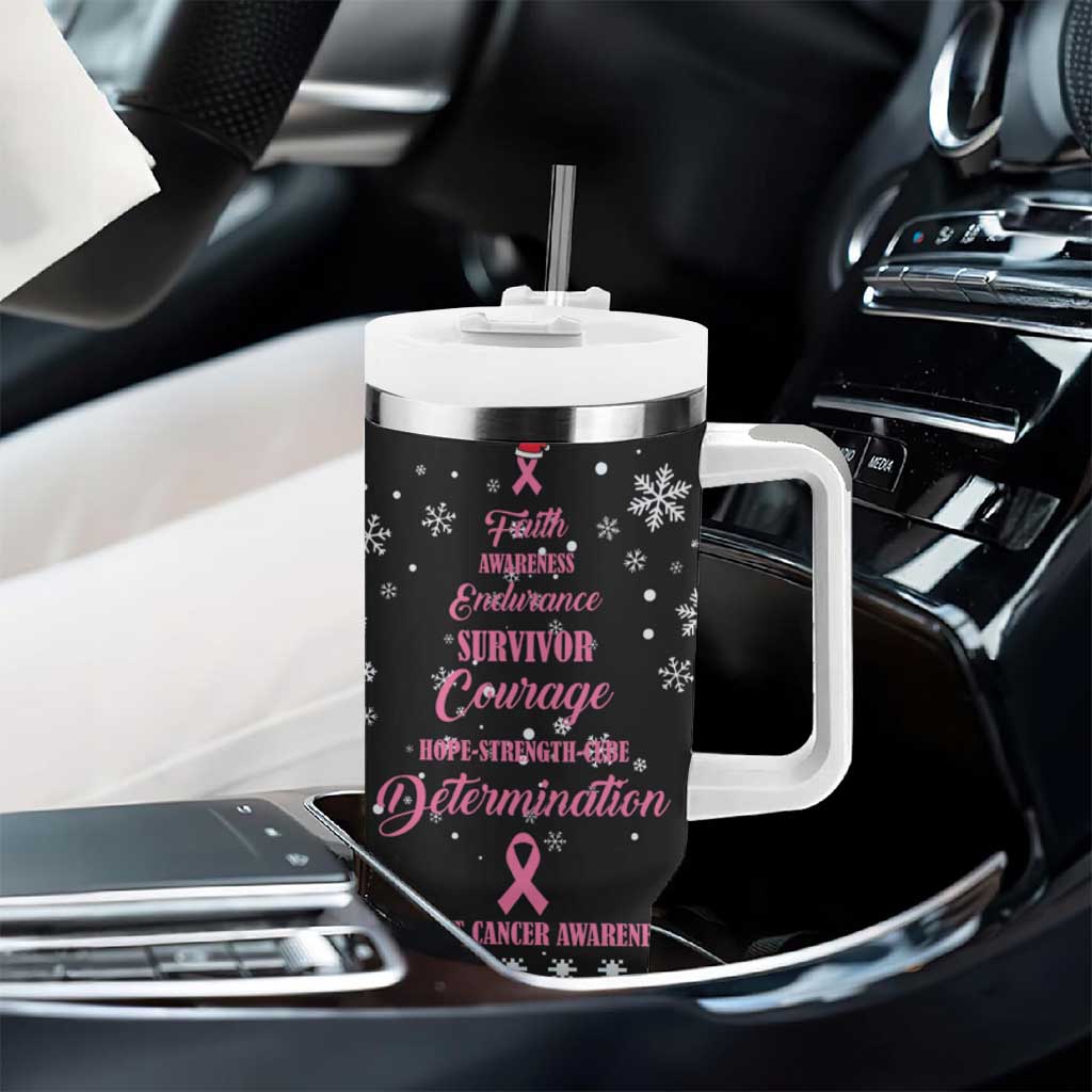 Christmas Tree Breast Cancer Afro Tumbler With Handle Survivor African DT03