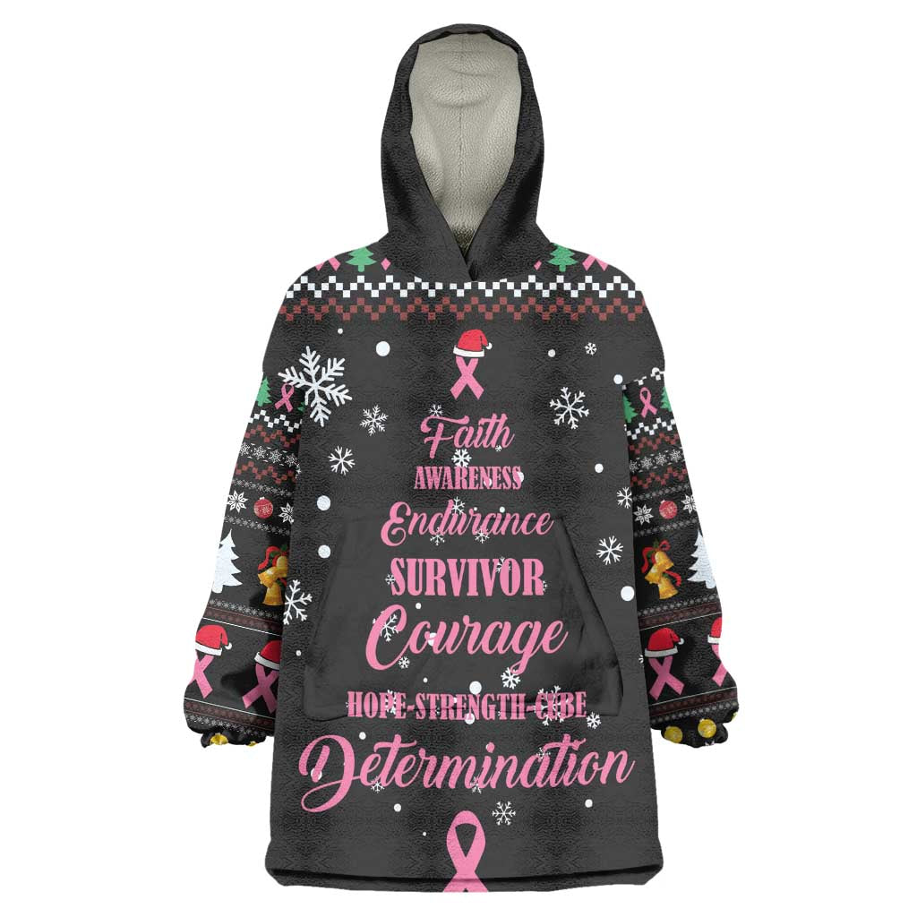 Christmas Tree Breast Cancer Afro Wearable Blanket Hoodie Survivor African DT03