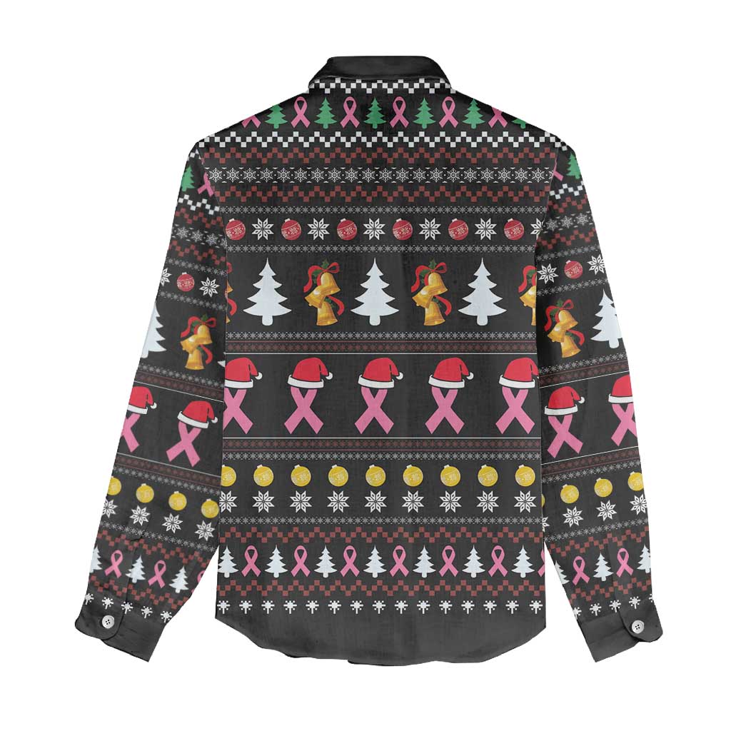 Christmas Tree Breast Cancer Afro Women Casual Shirt Survivor African DT03