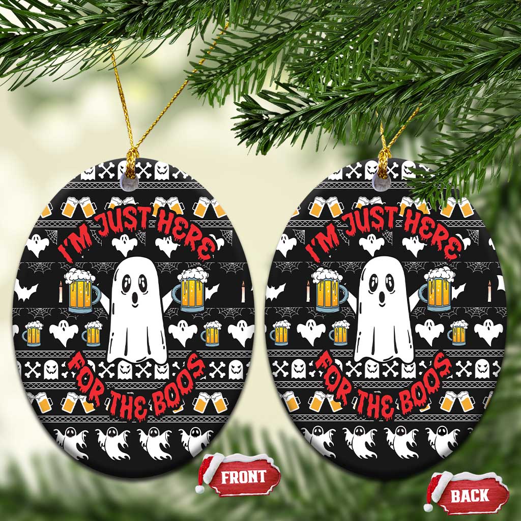 Christmas Boo Beer Ceramic Ornament I'm Just Here For The Boos DT03