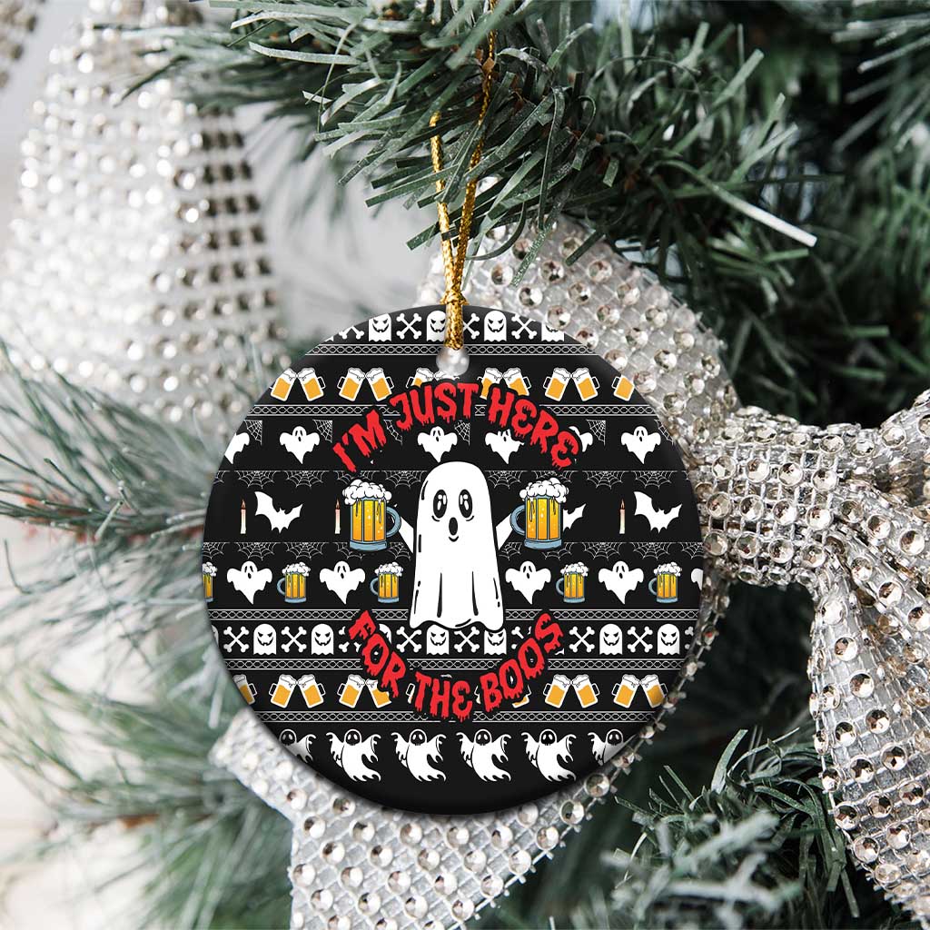 Christmas Boo Beer Ceramic Ornament I'm Just Here For The Boos DT03