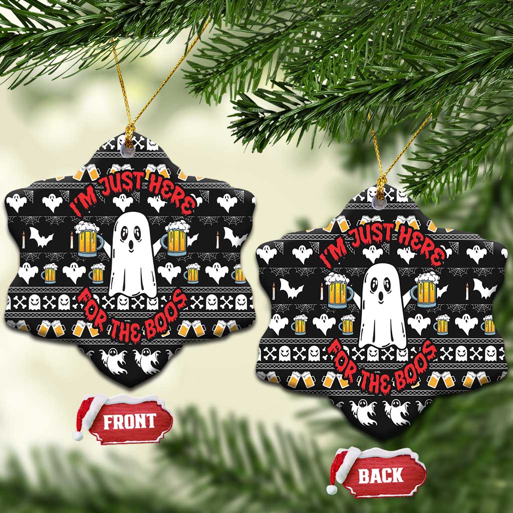 Christmas Boo Beer Ceramic Ornament I'm Just Here For The Boos DT03