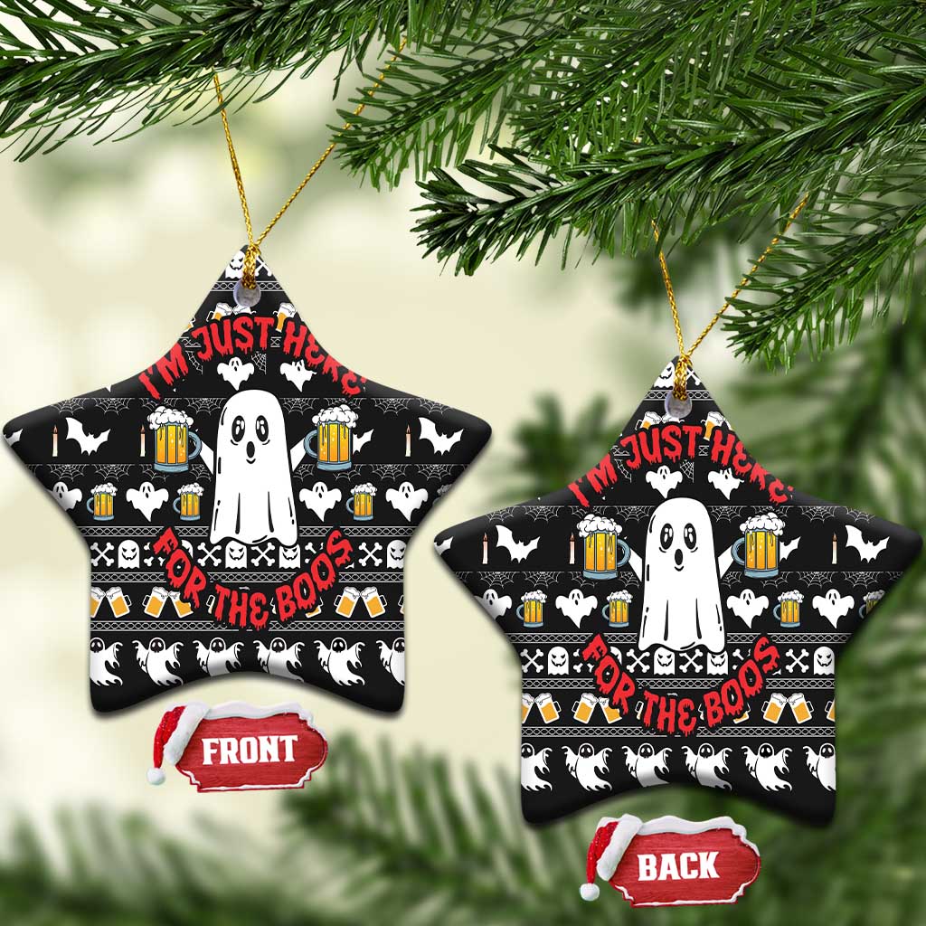 Christmas Boo Beer Ceramic Ornament I'm Just Here For The Boos DT03