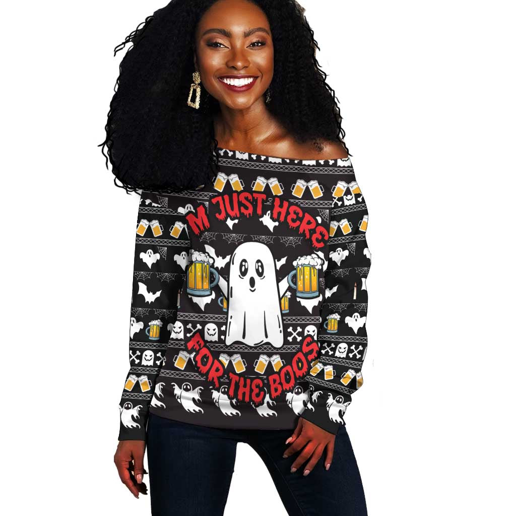 Christmas Africa Boo Beer Off Shoulder Sweater I'm Just Here For The Boss DT03