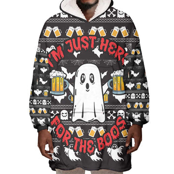 Christmas Africa Boo Beer Wearable Blanket Hoodie I'm Just Here For The Boss DT03
