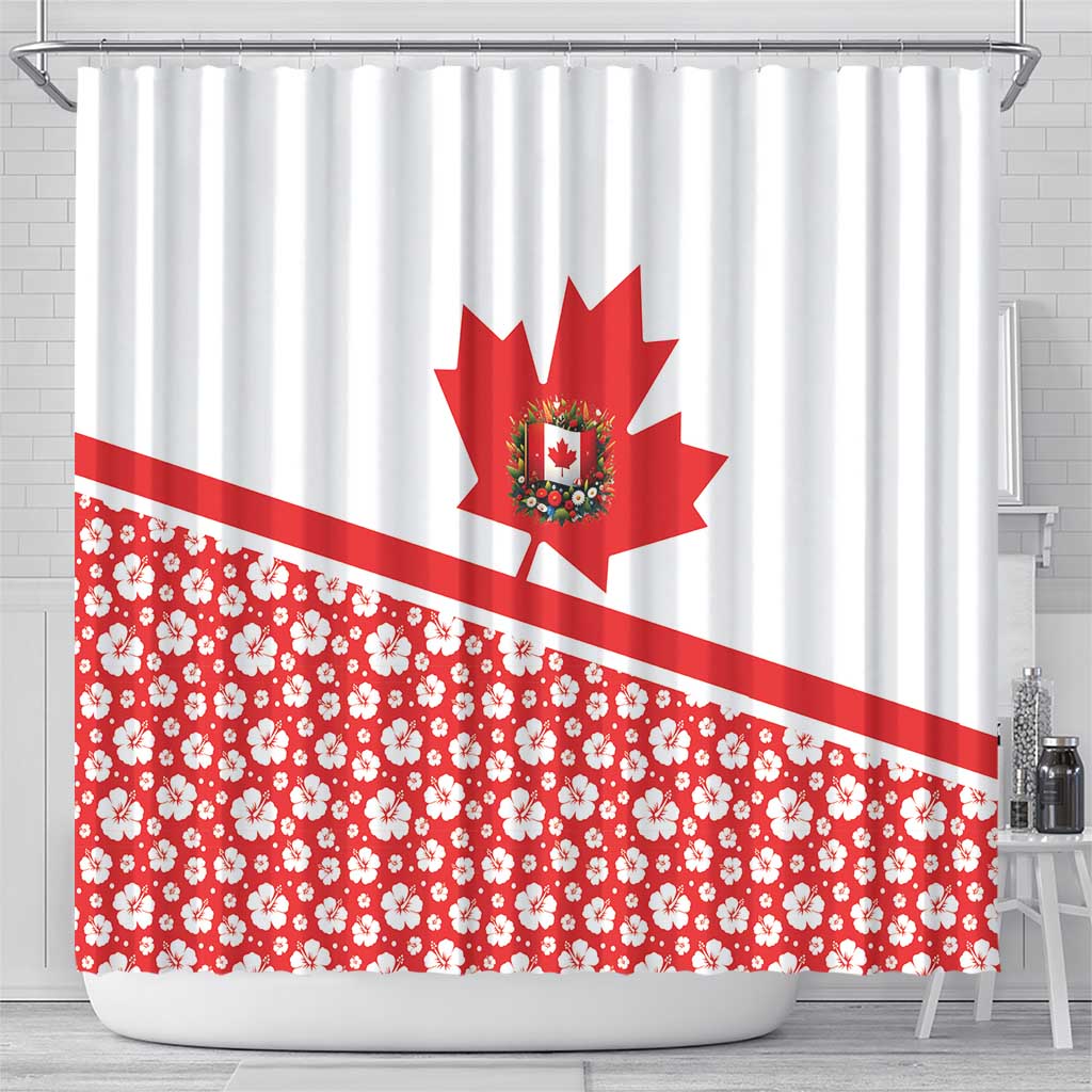 Canada Shower Curtain Summer Hibiscus Tropical Flower DT03