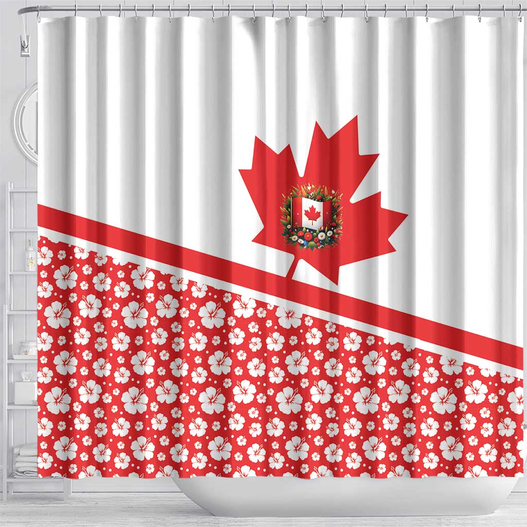 Canada Shower Curtain Summer Hibiscus Tropical Flower DT03