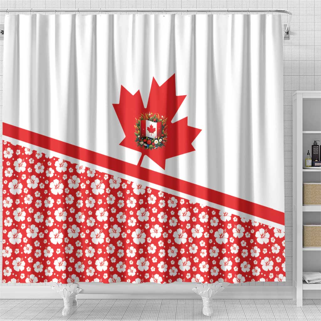 Canada Shower Curtain Summer Hibiscus Tropical Flower DT03