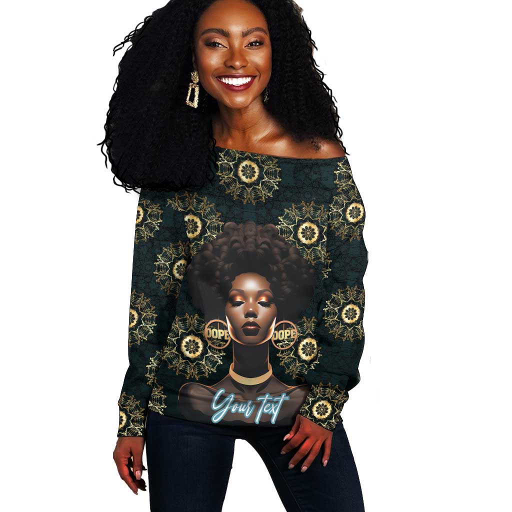 Personalized Afro Women Off Shoulder Sweater Powerful African Pattern DT03
