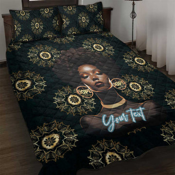 Personalized Afro Women Quilt Bed Set Powerful African Pattern DT03
