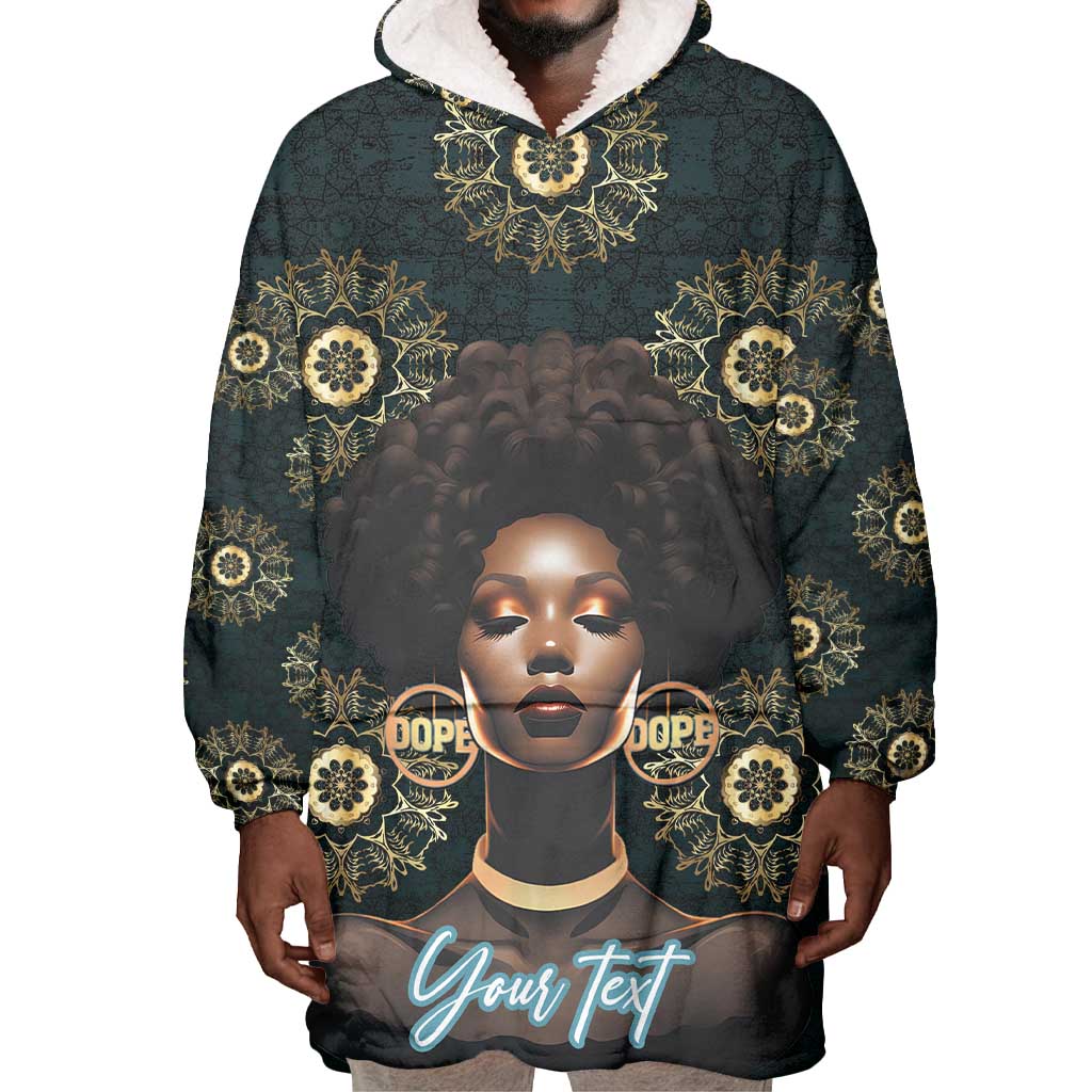 Personalized Afro Women Wearable Blanket Hoodie Powerful African Pattern DT03
