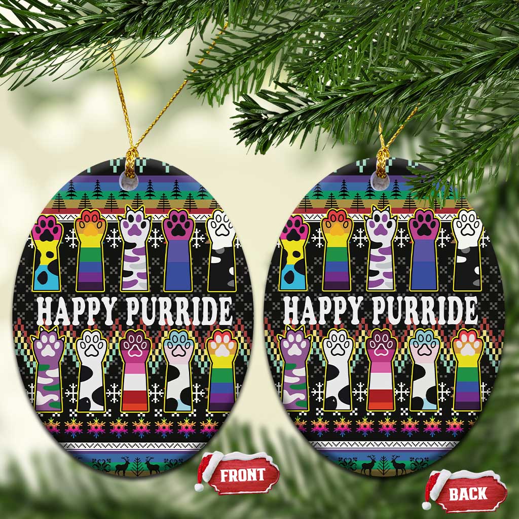 Pride Cat LGBT Ceramic Ornament Happy Purride Christmas - Cute Pet Rainbow Flag DT03