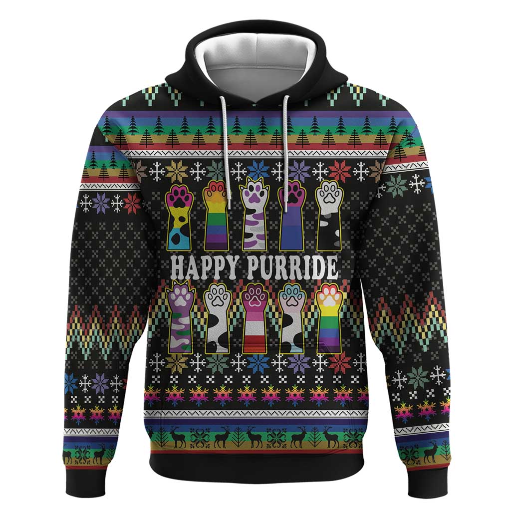 Pride Cat LGBT Hoodie Happy Purride Christmas - Cute Pet Rainbow Flag DT03