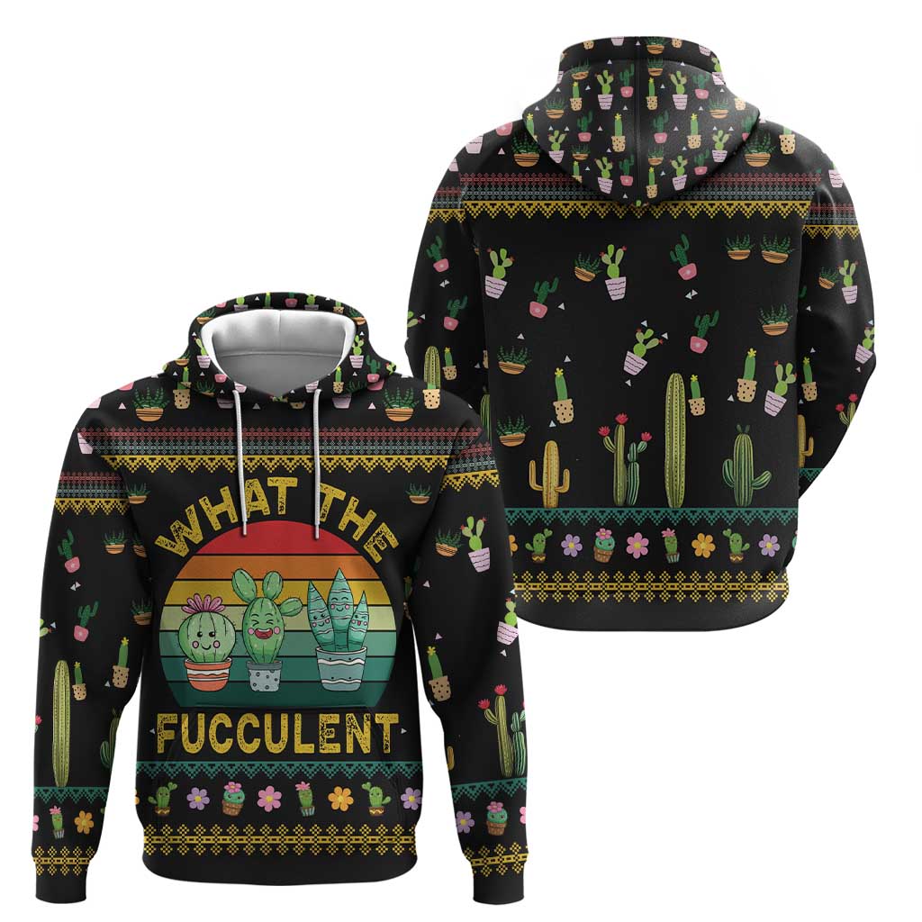 Cacuts Christmas Hoodie Cactus What the Fucculent DT03