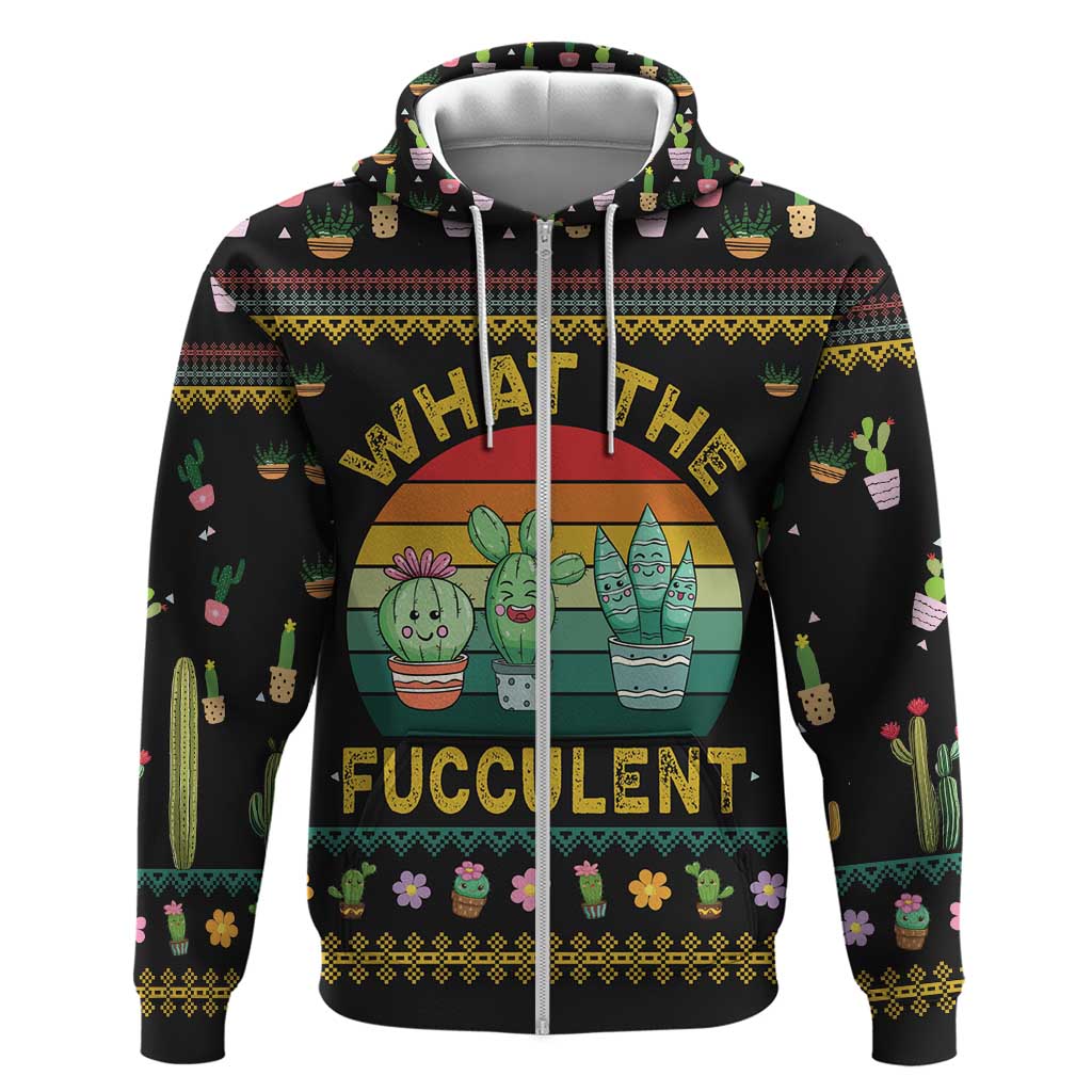 Cacuts Christmas Hoodie Cactus What the Fucculent DT03