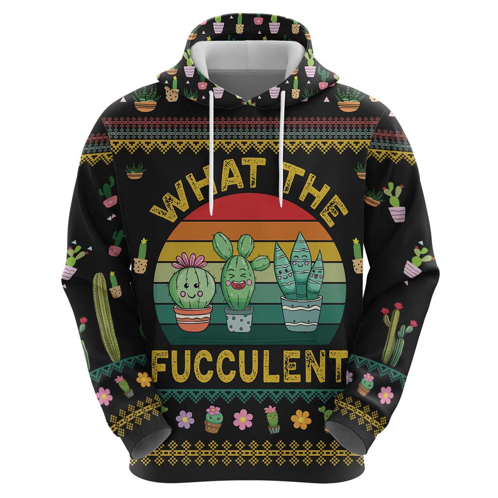 Cacuts Christmas Hoodie Cactus What the Fucculent DT03