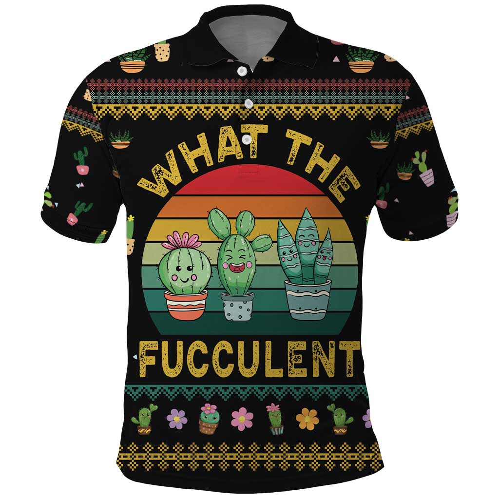 Cacuts Christmas Polo Shirt Cactus What the Fucculent DT03