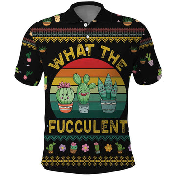 Cacuts Christmas Polo Shirt Cactus What the Fucculent DT03