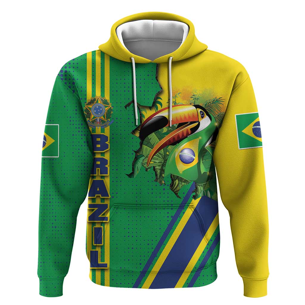 Brazil Flag Emblem Hoodie Toco Toucan In My Heart DT03