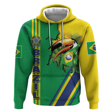 Brazil Flag Emblem Hoodie Toco Toucan In My Heart DT03