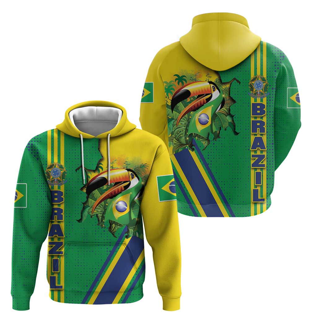 Brazil Flag Emblem Hoodie Toco Toucan In My Heart DT03