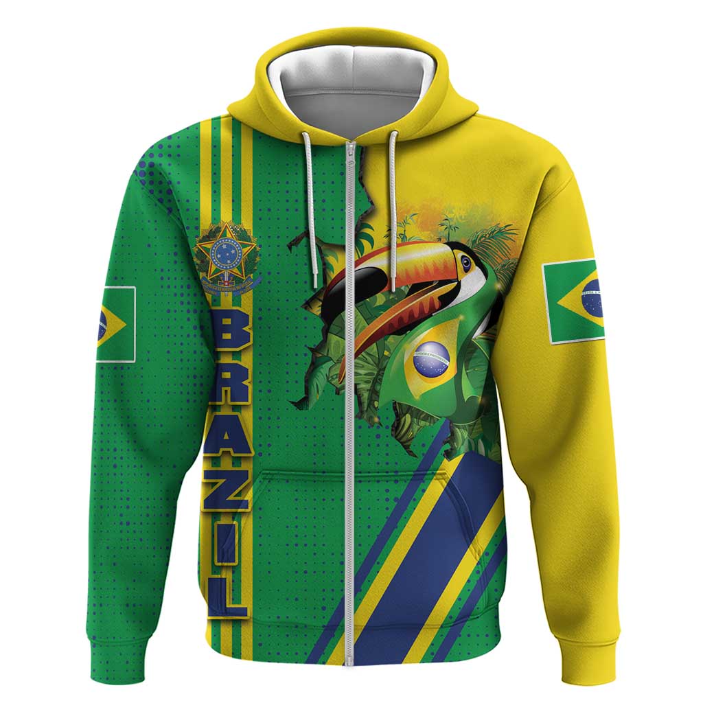 Brazil Flag Emblem Hoodie Toco Toucan In My Heart DT03