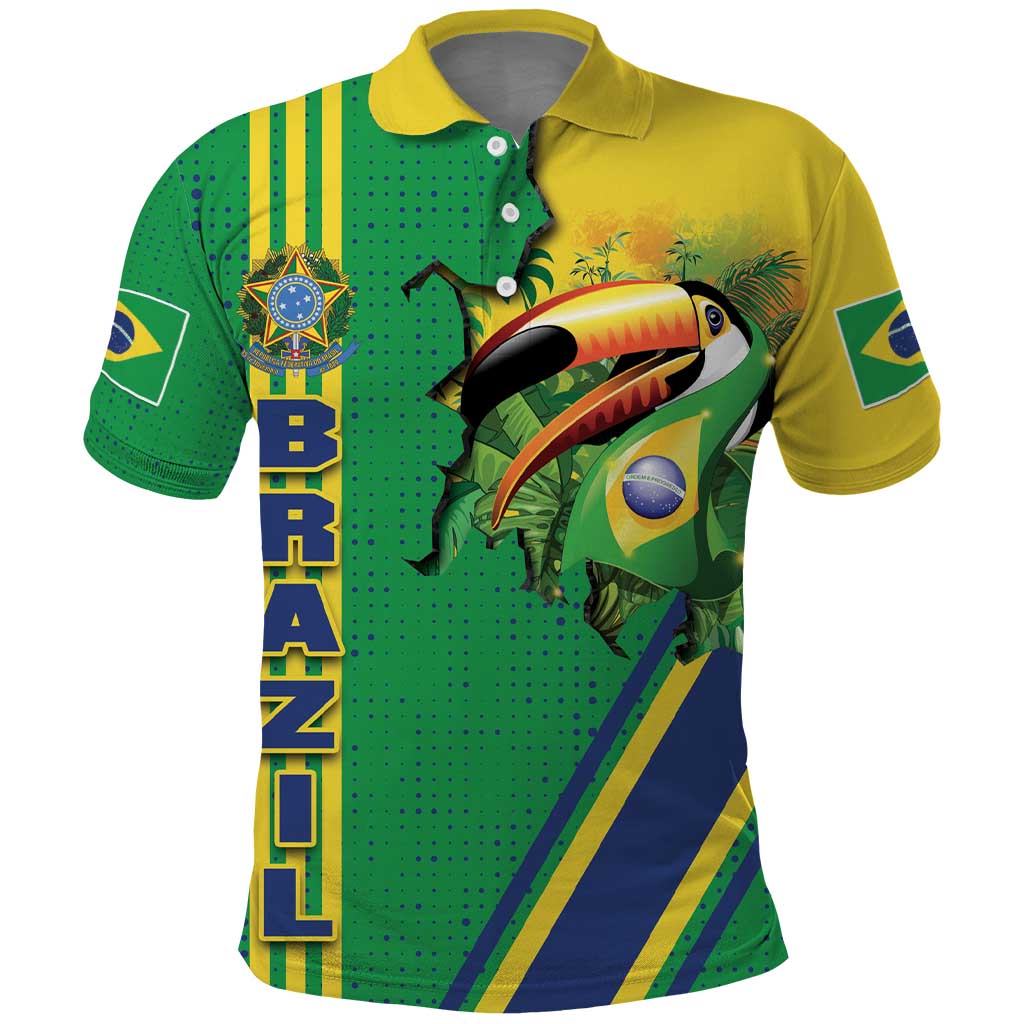Brazil Flag Emblem Polo Shirt Toco Toucan In My Heart DT03