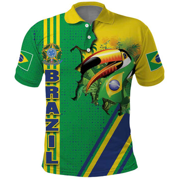 Brazil Flag Emblem Polo Shirt Toco Toucan In My Heart DT03