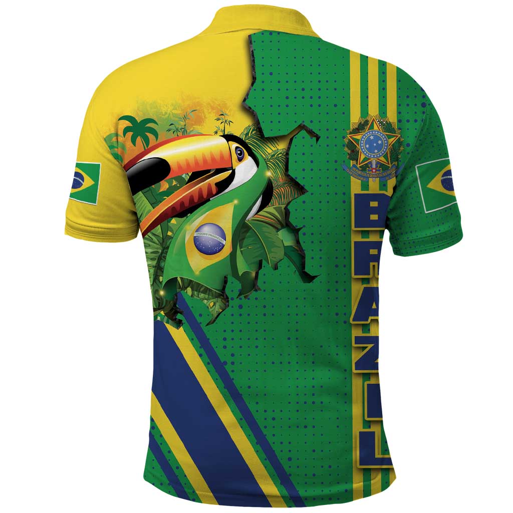 Brazil Flag Emblem Polo Shirt Toco Toucan In My Heart DT03