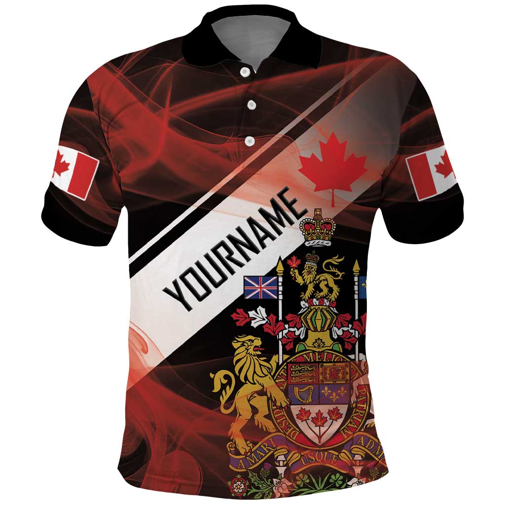 Canada Flag Coat of Arms Polo Shirt Light Wave Abstract Style DT03