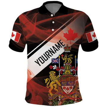 Canada Flag Coat of Arms Polo Shirt Light Wave Abstract Style DT03
