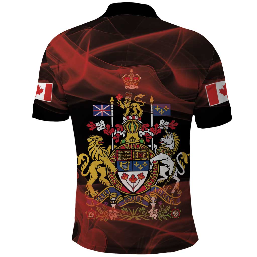Canada Flag Coat of Arms Polo Shirt Light Wave Abstract Style DT03