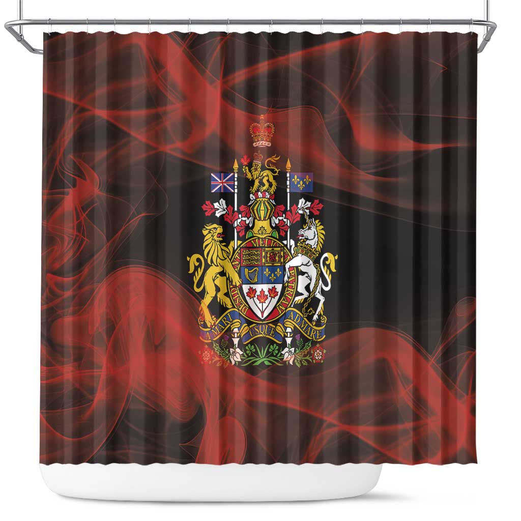 Canada Flag Coat of Arms Shower Curtain Light Wave Abstract Style DT03