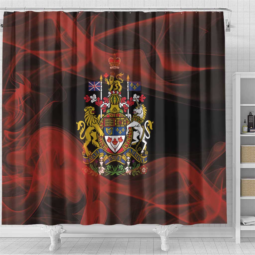 Canada Flag Coat of Arms Shower Curtain Light Wave Abstract Style DT03