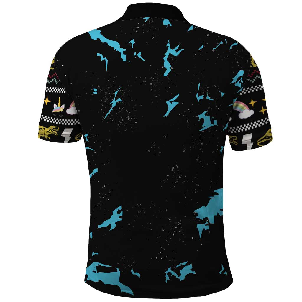 Christmas Dinosaur Unicorn Polo Shirt Ride Hard or Go Home DT03