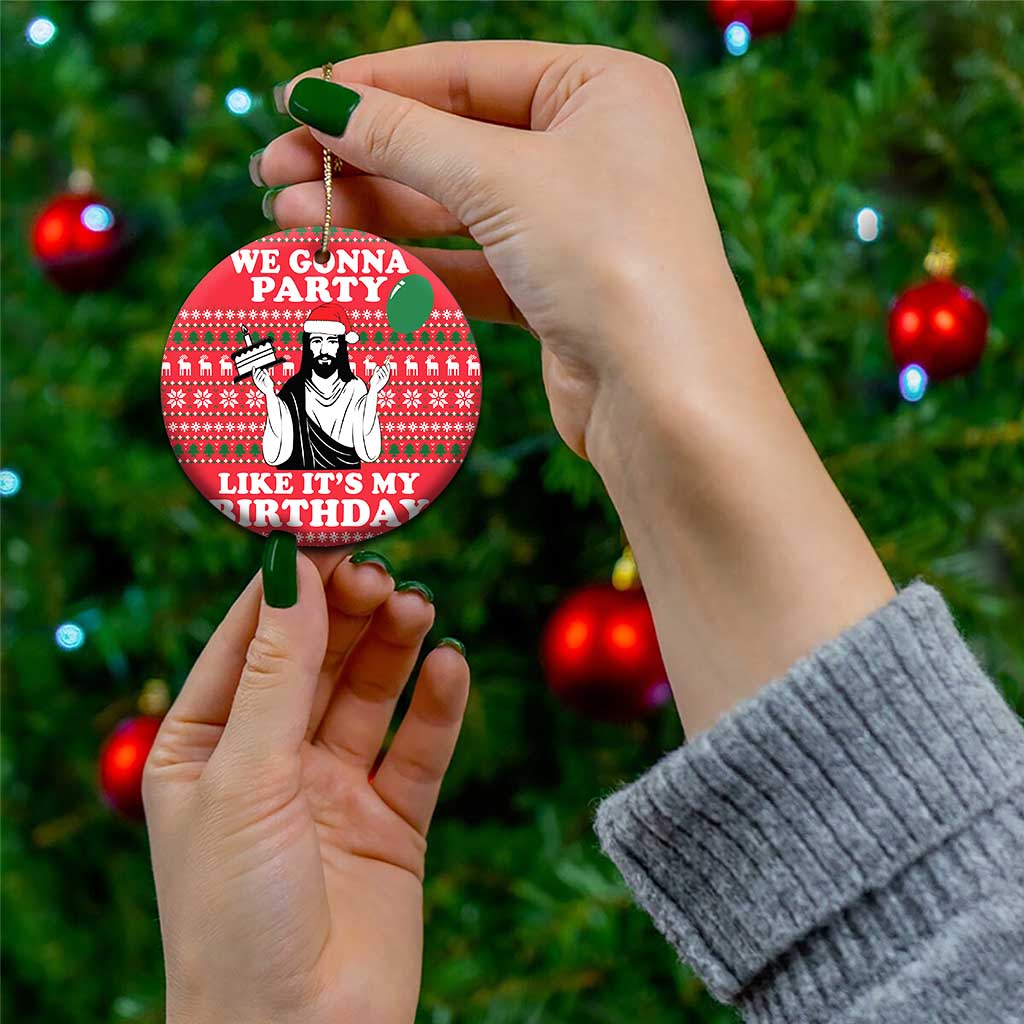 Christian Party Ceramic Ornament God Christmas It's My Birthday DT03