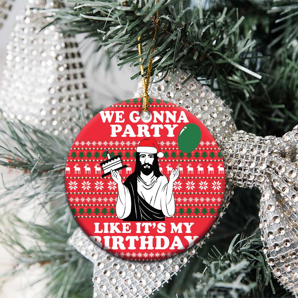 Christian Party Ceramic Ornament God Christmas It's My Birthday DT03