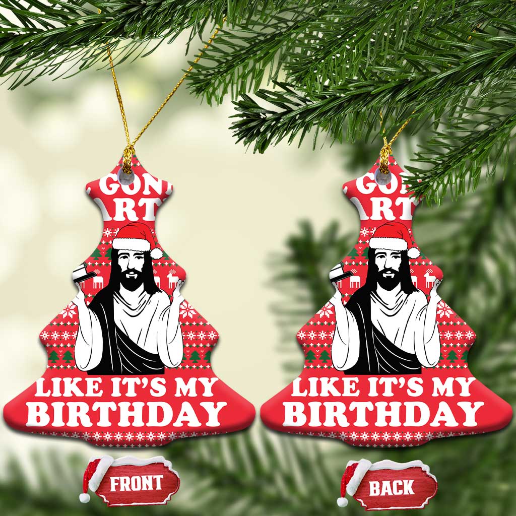 Christian Party Ceramic Ornament God Christmas It's My Birthday DT03