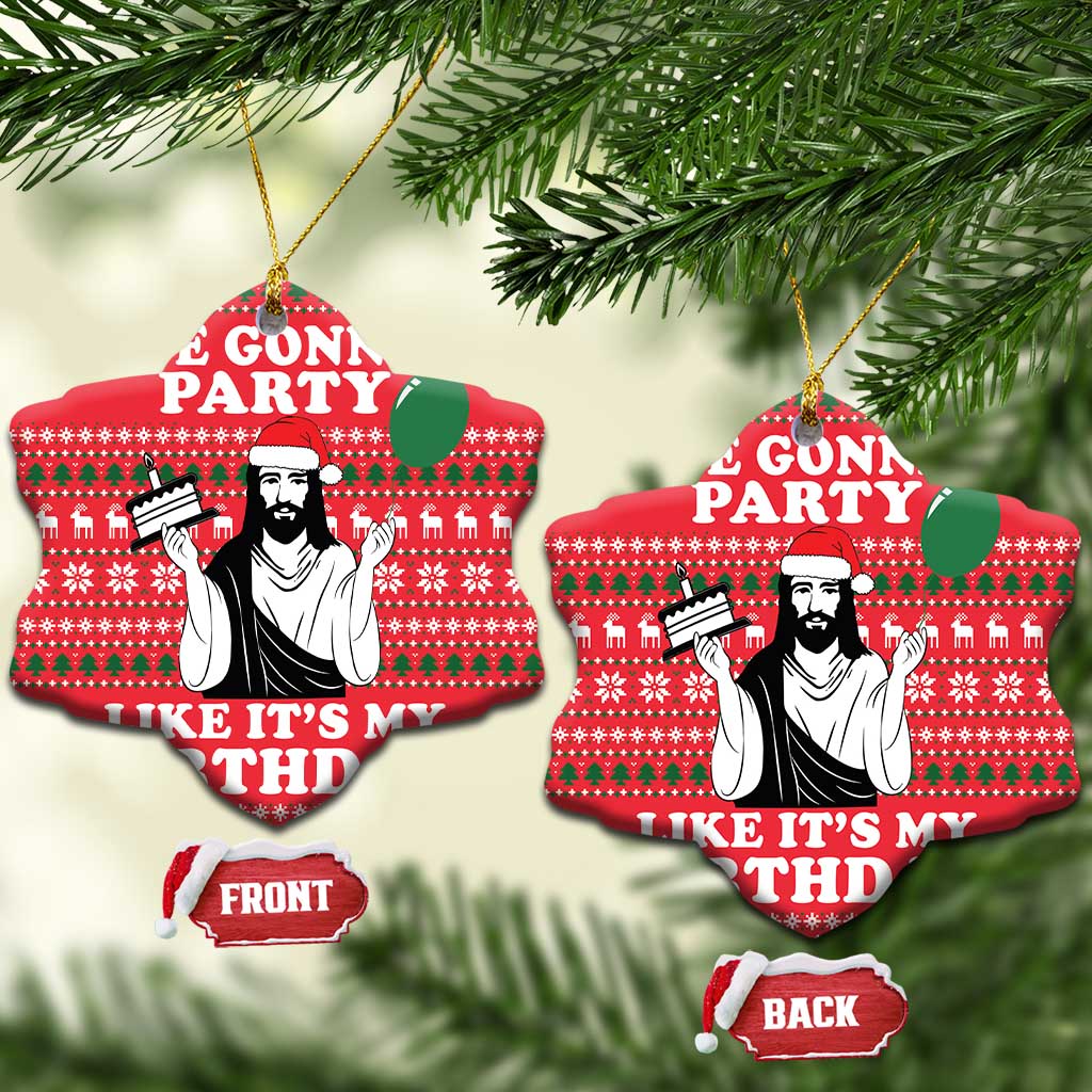 Christian Party Ceramic Ornament God Christmas It's My Birthday DT03