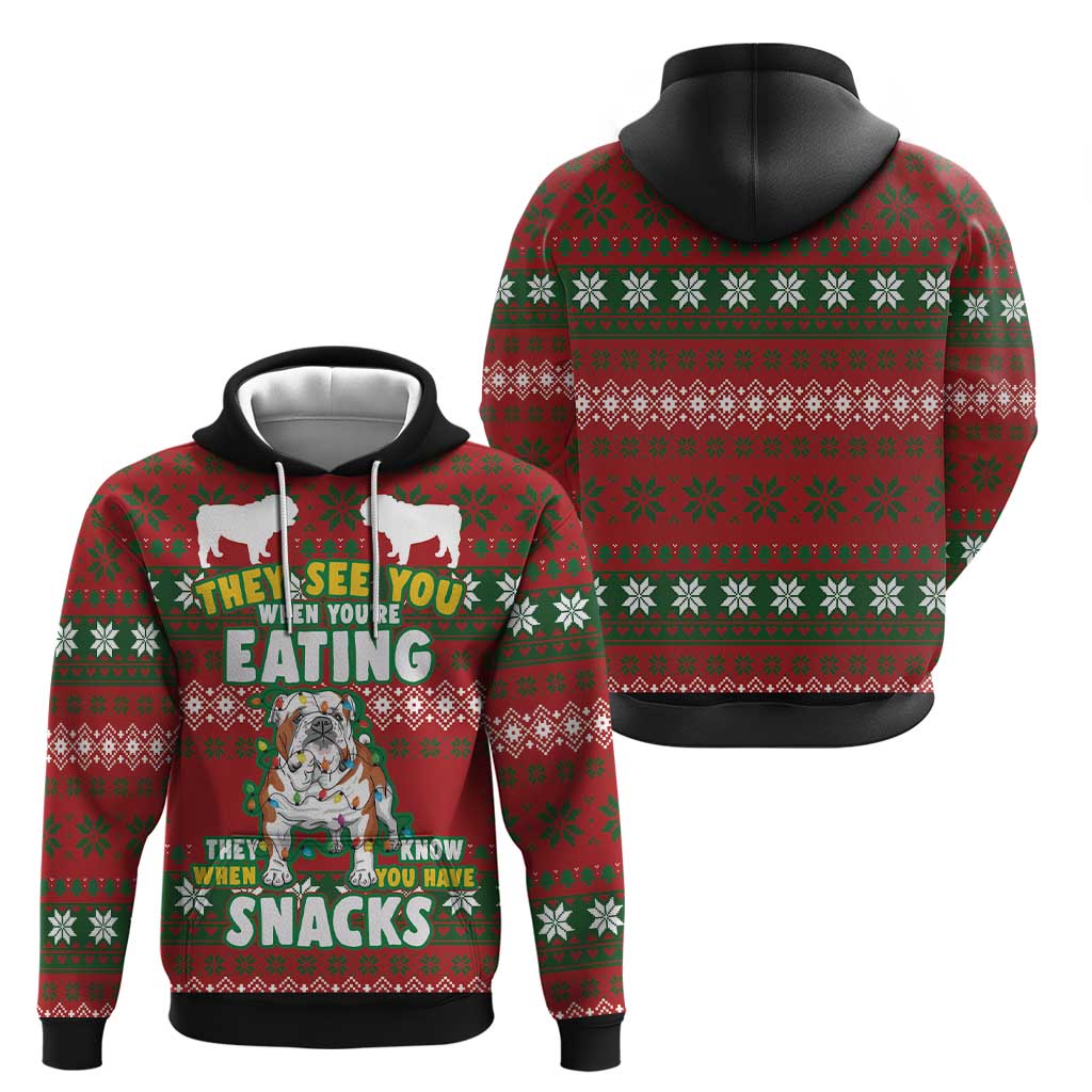 Bulldog Snacks Christmas Hoodie They Know You Have Snacks DT03