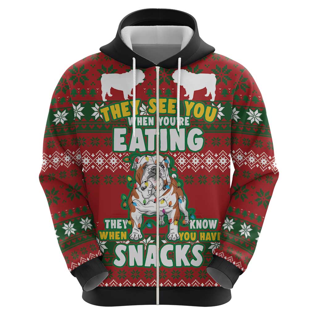 Bulldog Snacks Christmas Hoodie They Know You Have Snacks DT03