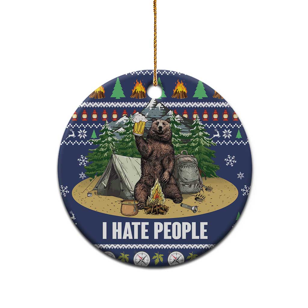 Bear Christmas Ceramic Ornament Camping I Hate People DT03