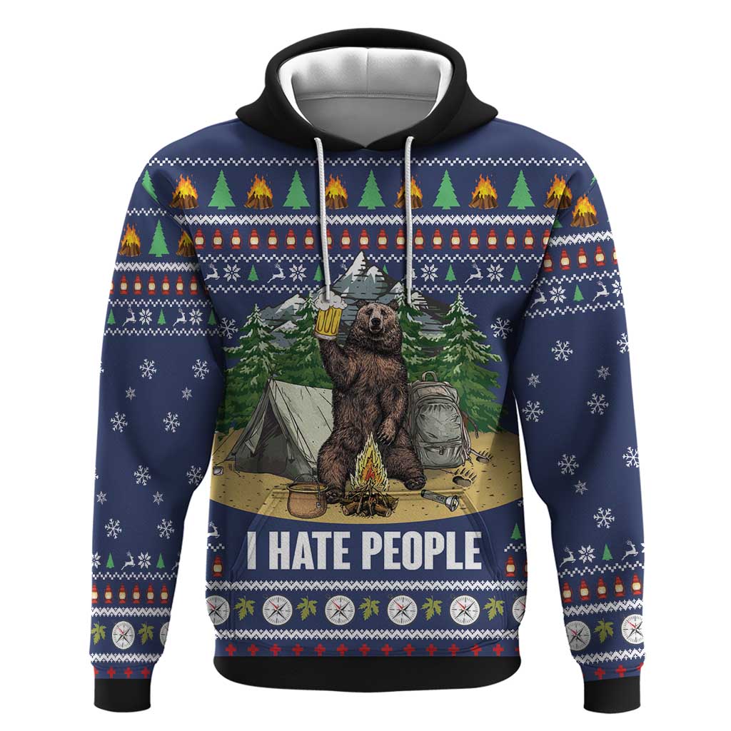 Bear Christmas Hoodie Camping I Hate People DT03