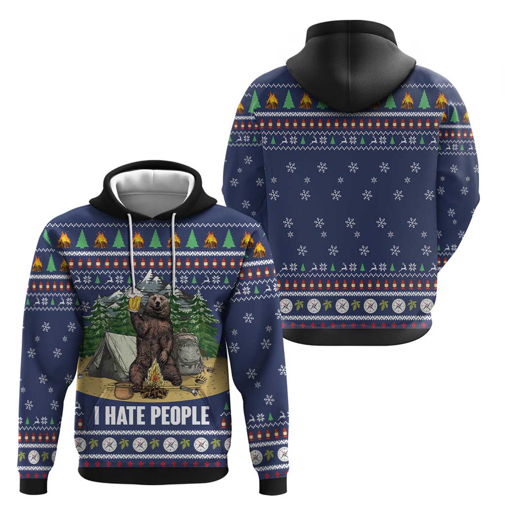 Bear Christmas Hoodie Camping I Hate People DT03