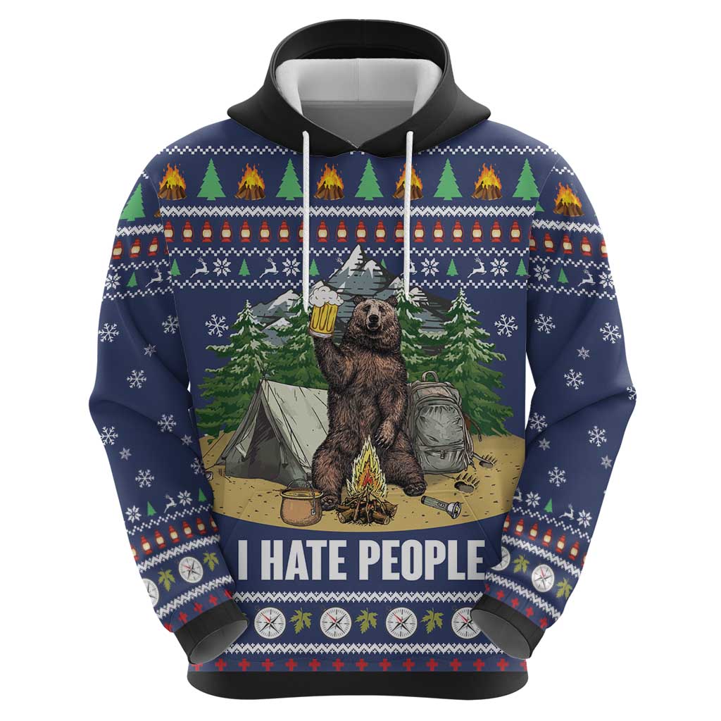 Bear Christmas Hoodie Camping I Hate People DT03
