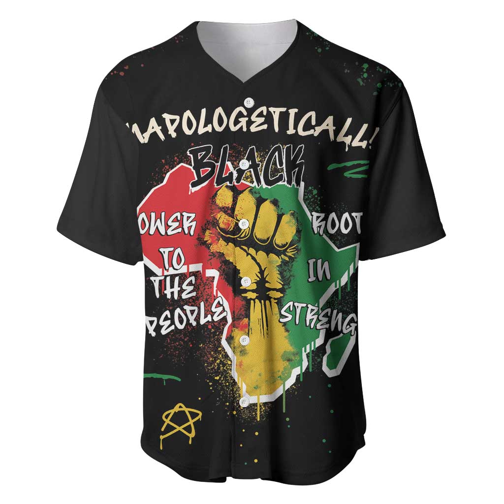 African Black Power Baseball Jersey Unapologetically Black Raised Fist DT03