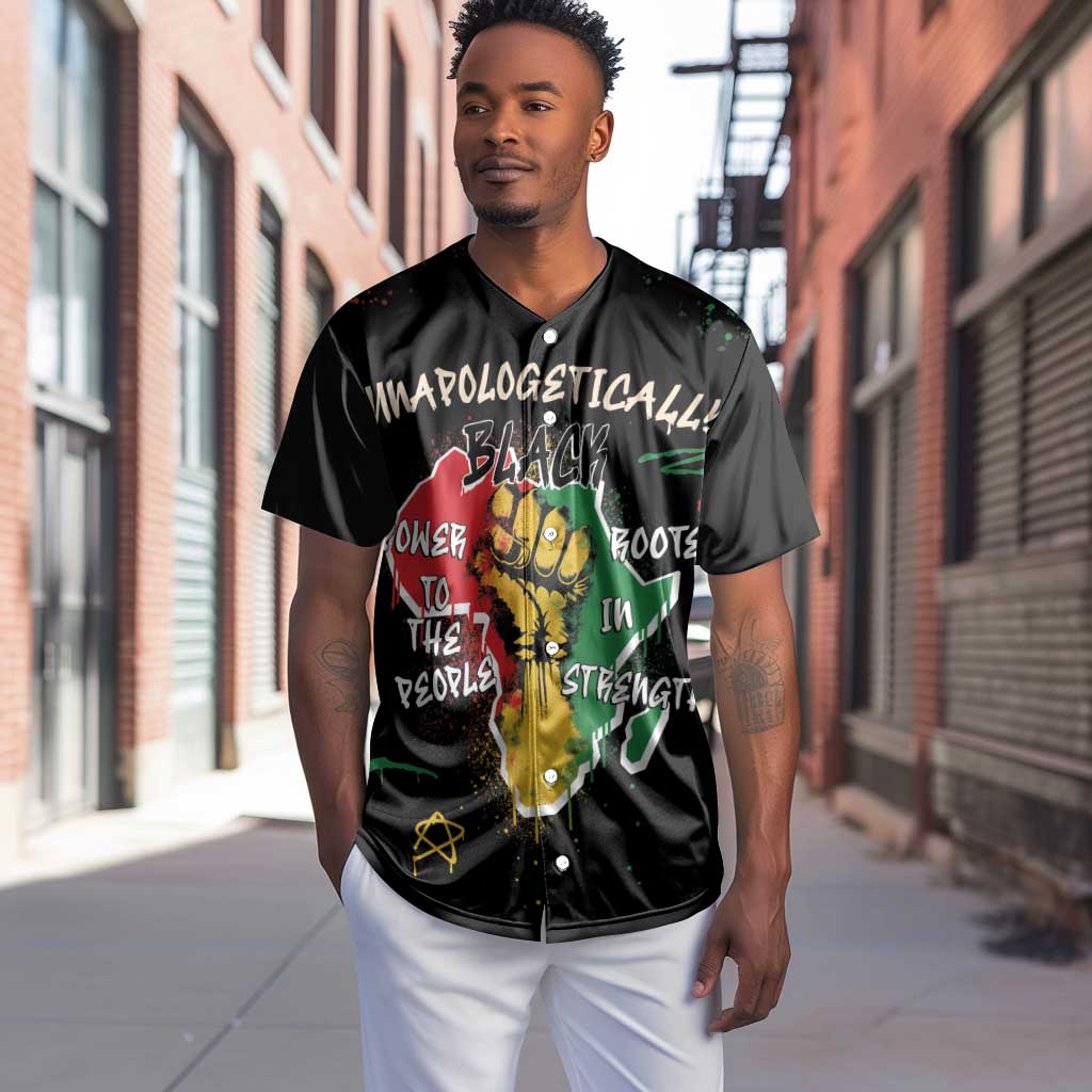 African Black Power Baseball Jersey Unapologetically Black Raised Fist DT03