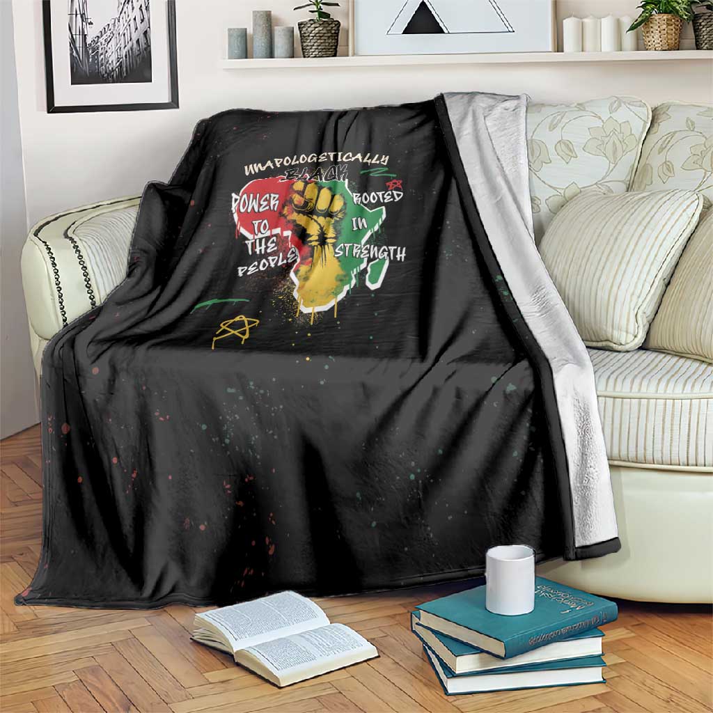 African Black Power Blanket Unapologetically Black Raised Fist DT03